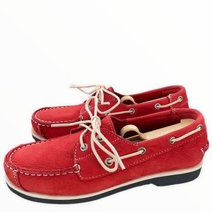 Timberland‎ Boy’s Red Leather Classic 2 Eye Boat Shoes Loafer Size 3